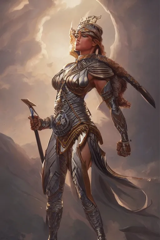 Image similar to amazon valkyrie athena, d & d, fantasy, portrait, highly detailed, headshot, digital painting, trending on artstation, concept art, sharp focus, illustration, art by artgerm and greg rutkowski and magali villeneuve