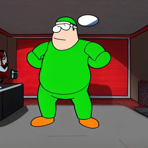 Image similar to Peter Griffin meets Vinesauce Joel, Realistic, HDR, Clear Image, HDD, Dynamic lighting,