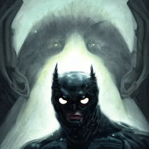 Prompt: a portrait of owlman, horrific, scary, backlighting, mashup, digital painting in the style of greg rutkowski