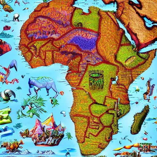 Image similar to a extremely ultra highly detailed hi - res ultra highly detailed colorful logo of africa, zoom out, 8 k, high textures, ultra hyper sharp, insanely detailed and intricate, super detailed, 8 k hdr ultra high quality polygon digital art,