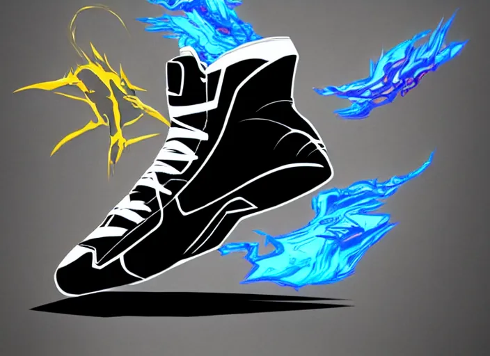 Prompt: basketball sneakers concept of black bolt, trending on artstation, smooth, sharp focus