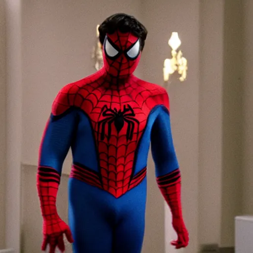 Image similar to luciano pavarotti as spiderman, highly detailed, 8 k