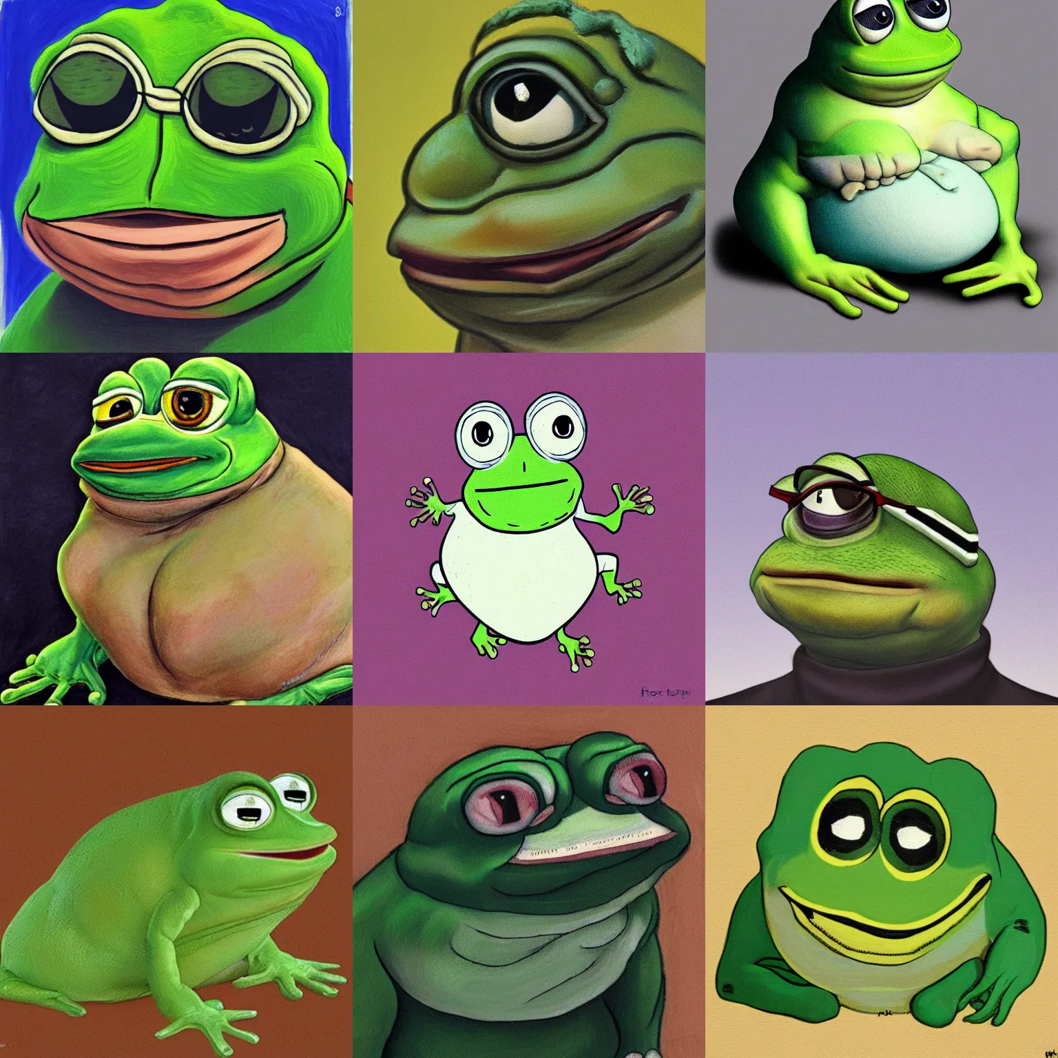 Image similar to realistic fat pepe the frog