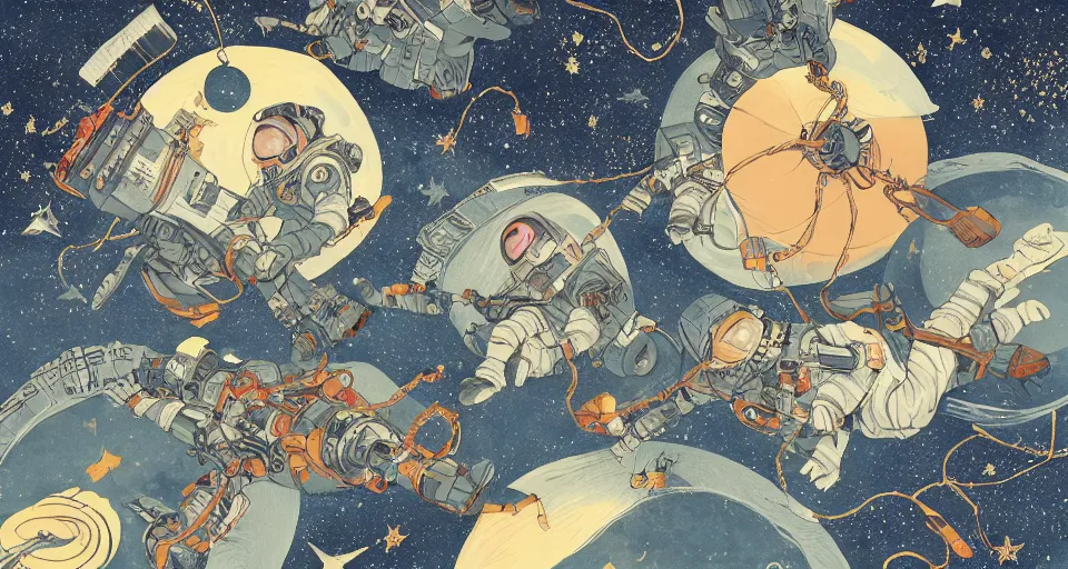 Image similar to guineapigs flying in space suits, deep dark universe, twinkling and spiral nubela, warmhole, beautiful stars, 4 k, 8 k, by hokusai, samurai man vagabond, the samurai holds chains, detailed, editorial illustration, matte print, concept art, ink style, sketch, digital 2 d