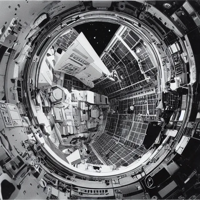 Prompt: a space station designed by m. c. escher in space, orbiting earth, photograph, escher