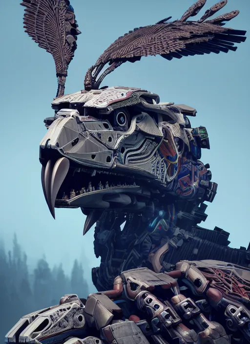 Image similar to symmetry!! portrait of a hybrid robot eagle, floral! horizon zero dawn machine, intricate, elegant, highly detailed, ray tracing, unreal 5 render, digital painting, artstation, concept art, smooth, sharp focus, illustration, art by greg rutkowski, 8 k