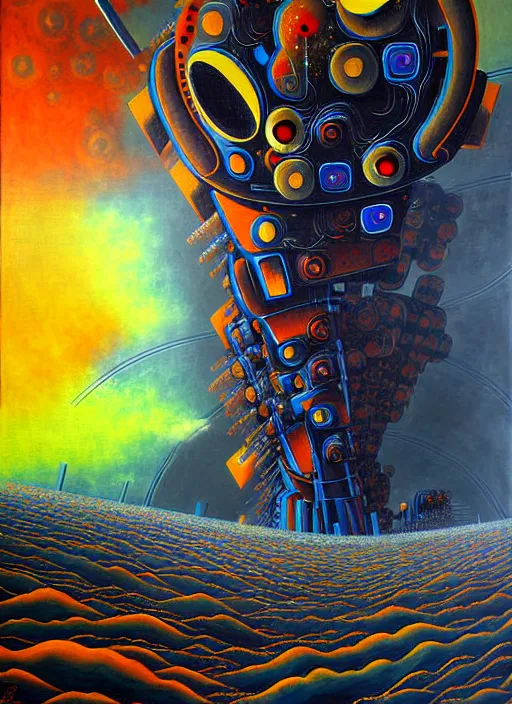 Prompt: apocalypse machine detailed painting by rene laloux