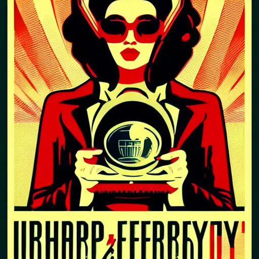 Prompt: Illustrated by Shepard Fairey and H.R. Geiger | Retro futuristic cyberpunk city