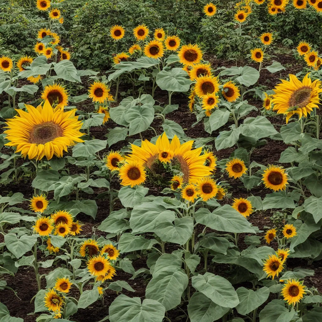 Image similar to corpse flower, sunflower petals blooming a skull