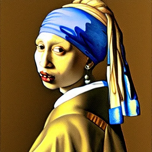 Prompt: A tronie painting of Tupac Shakur with the pearl earring by Johannes Vermeer. Tupac