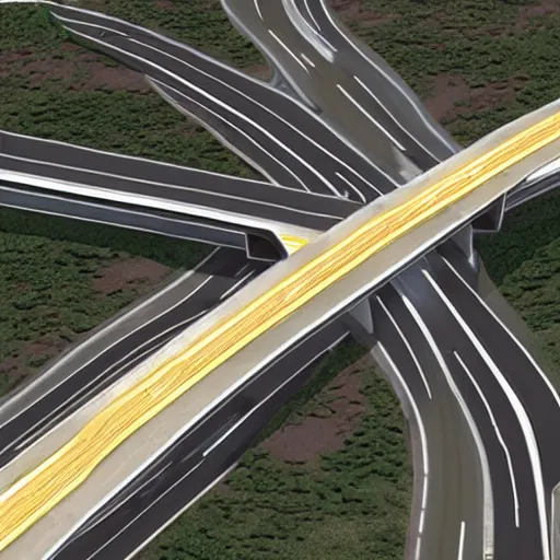 a complicated highway interchange designed by Zaha | Stable Diffusion