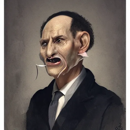 Image similar to portrait of character with his nose removed with his nose removed with his nose removed with his nose removed with his nose removed with his nose removed, by Greg rutkowski