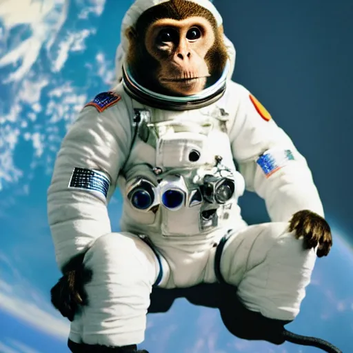 Prompt: High quality photo of a monkey astronaut 35mm