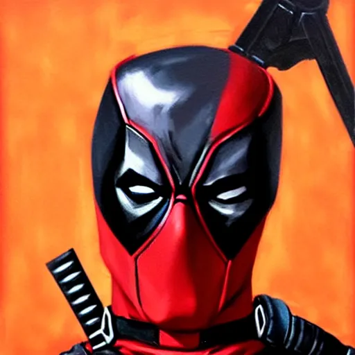 Prompt: Greg Manchess portrait painting of Deadpool as Overwatch character, medium shot, asymmetrical, profile picture, Organic Painting, sunny day, Matte Painting, bold shapes, hard edges, street art, trending on artstation, by Huang Guangjian and Gil Elvgren and Sachin Teng