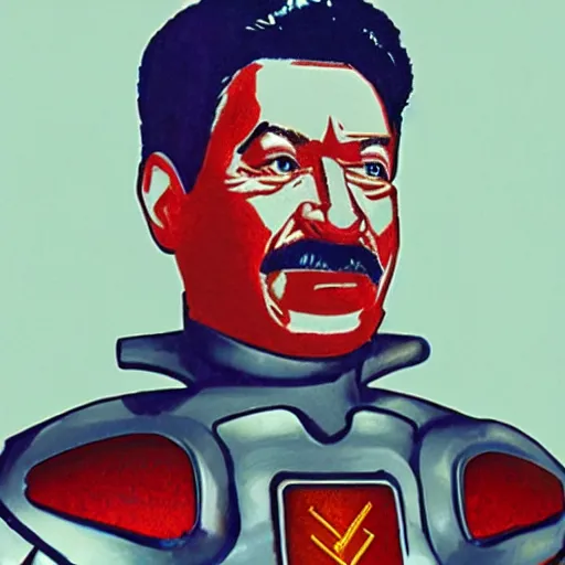 Prompt: photo of cybernetic cyborg Stalin