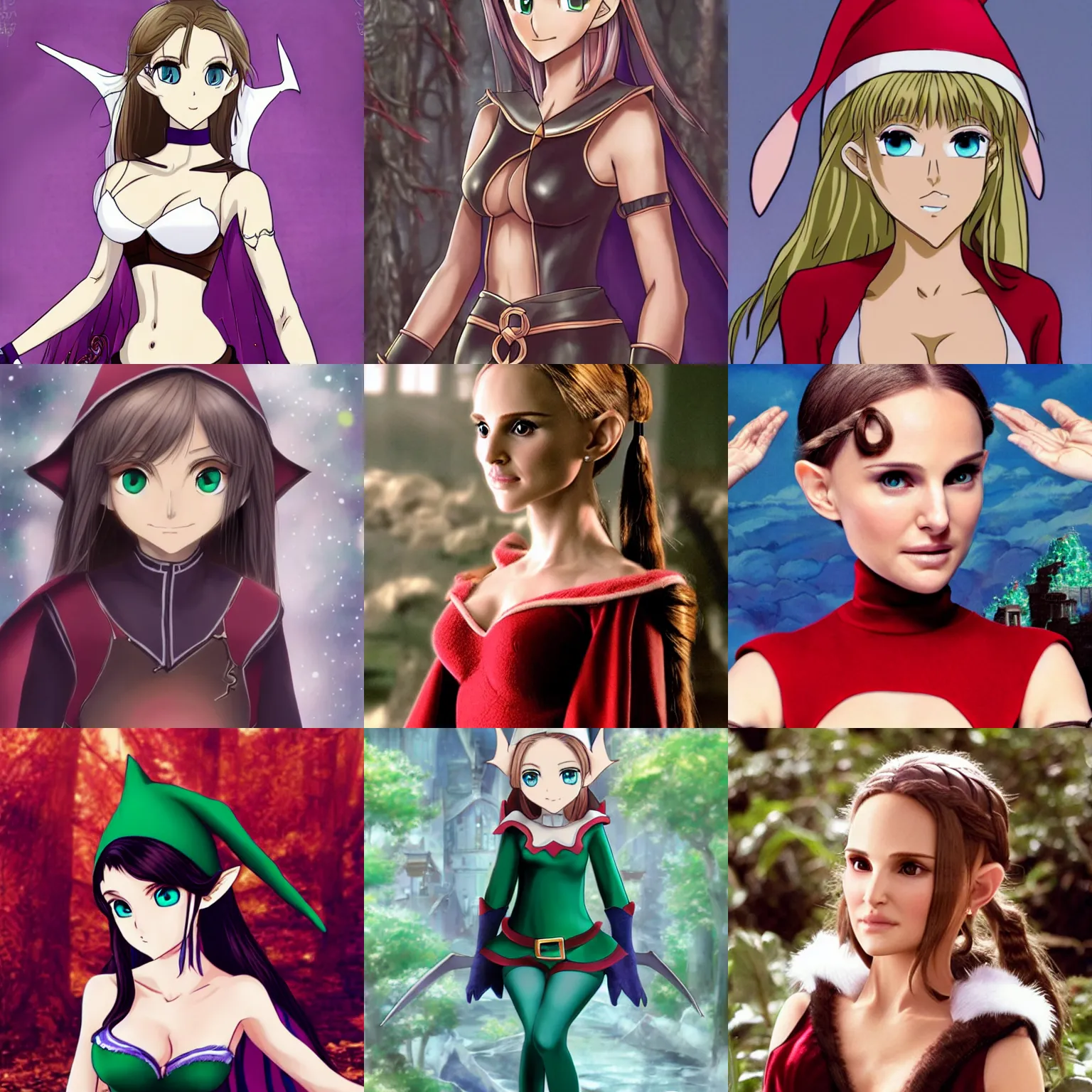 Prompt: Elf Natalie Portman but an anime