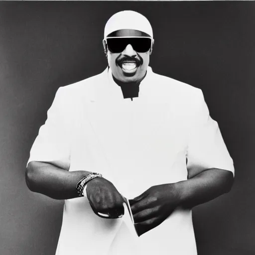 Image similar to profile picture of stevie wonder with a magnificent moustache