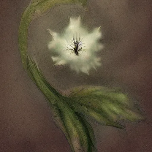 Prompt: ghastly by skottie young, by adolf hiremy - hirschl. the digital art is a beautiful & haunting work of art of a series of images that capture the delicate beauty of a flower in the process of decaying. the colors are muted & the overall effect is one of great sadness.