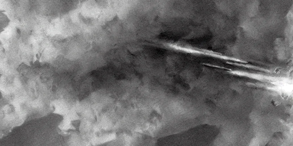 Prompt: a detailed pencil drawing of one spaceship disintegrating and burning in the atmosphere, 4k, sf