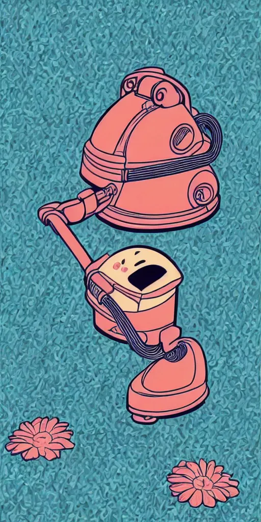 Prompt: a Kirby vacuum cleaner in the style of Audrey kawasaki