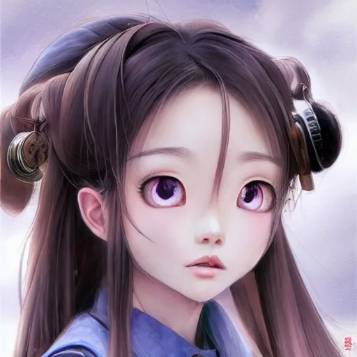 Image similar to dynamic composition, motion, ultra-detailed, incredibly detailed, a lot of details, amazing fine details and brush strokes, colorful and grayish palette, smooth, HD semirealistic anime CG concept art digital painting, watercolor oil painting of a Japanese schoolgirl, by a Chinese artist at ArtStation, by Huang Guangjian, Fenghua Zhong, Ruan Jia, Xin Jin and Wei Chang. Realistic artwork of a Chinese videogame, gradients, gentle an harmonic grayish colors.