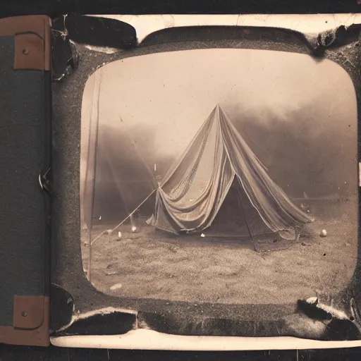 Image similar to tintype photo, underwater, circus tent on fire