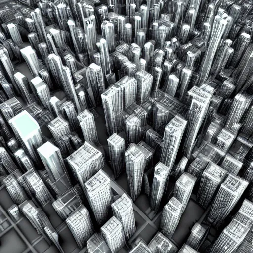 Image similar to an electron microscope image of a sprawling mega city, bokeh, 3D render, magnified