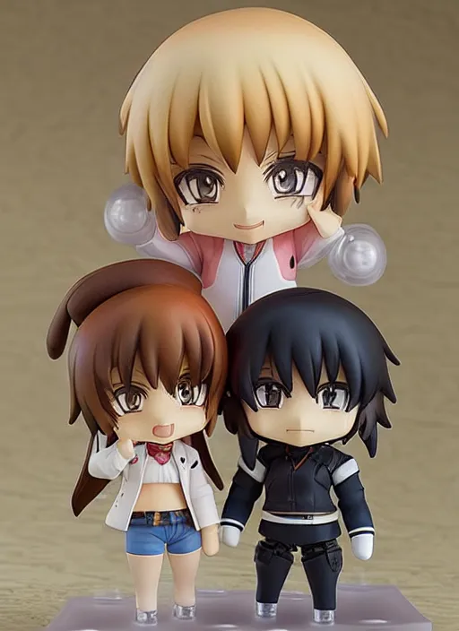 Prompt: an anime nendoroid of rock and marty figurine, detailed product photo