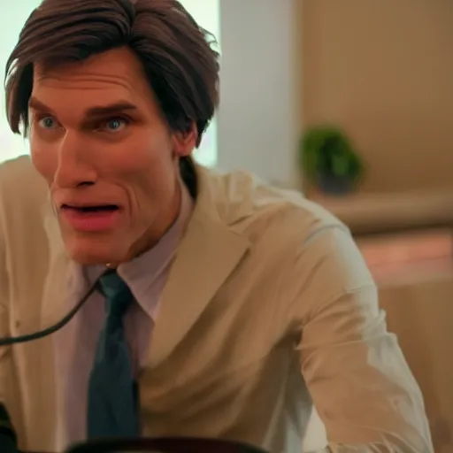 Image similar to Live Action Still of Jerma in Weekend at Bernie's, real life, hyperrealistic, ultra realistic, realistic, highly detailed, epic, HD quality, 8k resolution, body and headshot, film still