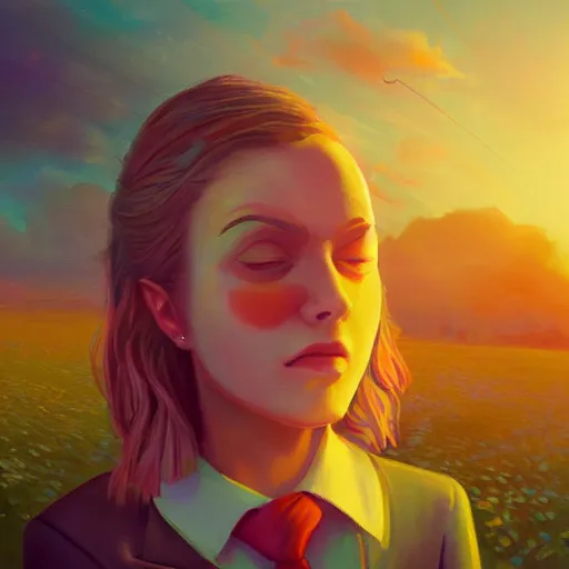 Prompt: closeup, huge rose flower face, frontal, girl in a suit, surreal photography, sunrise, dramatic light, impressionist painting, digital painting, artstation, simon stalenhag