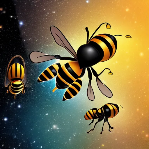 Image similar to the bee movie main characters in space digital illustration 4 k hd