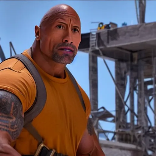 Image similar to Dwayne Johnson As a construction worker 4K detailed super realistic