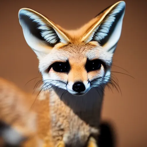 Prompt: close-up photograph of a fennec fox, incredibly detailed, highly textured, very beautiful, high contrast studio lighting, 50mm lens