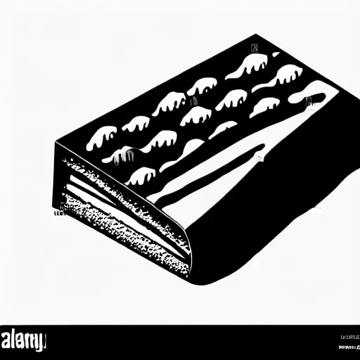 Image similar to book illustration of a chocolate bar crying because he has been split in half, book illustration, monochromatic, white background, black and white image