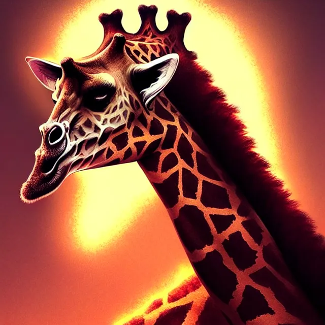 Image similar to portrait, mutant bear-giraffe chimera, very fine tip digital airbrush, dramatic lighting, cinematic lighting, post processed, concept art, artstation, cgsociety, wlop, Behance, pixiv, cosmic, epic, stunning, gorgeous, much detail, much wow, masterpiece