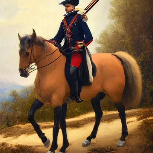 Prompt: Napoleon Bonaparte presenting his new electric scooter by Jeremy Lipkin and Giuseppe Dangelico Pino, oil on canvas, epic pose, cinematic, poster, 8k