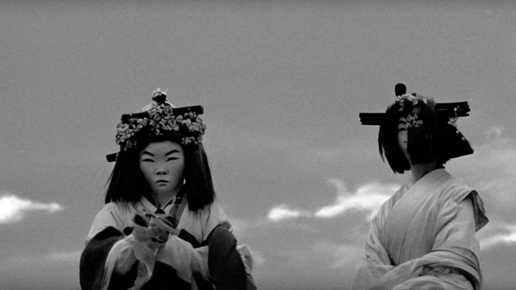 Prompt: samurai Björk fights Björk beautiful dramatic cinematic photography cinematography 35mm film still film grain Kurosawa