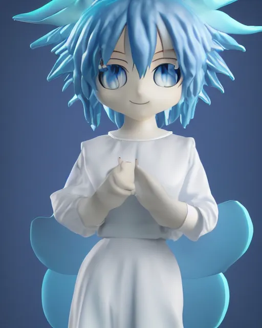 Image similar to full body 3d render of Cirno, studio lighting, white background, blender, trending on artstation, 8k, highly detailed