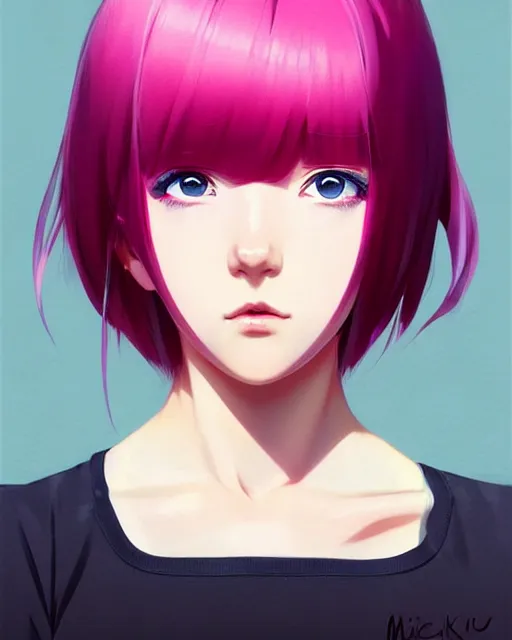 Prompt: cute girl with pink hair | | very very anime!!!, fine - face, symmetry face, audrey plaza, fine details. anime. realistic shaded lighting poster by ilya kuvshinov katsuhiro otomo ghost - in - the - shell, magali villeneuve, artgerm, jeremy lipkin and michael garmash and rob rey