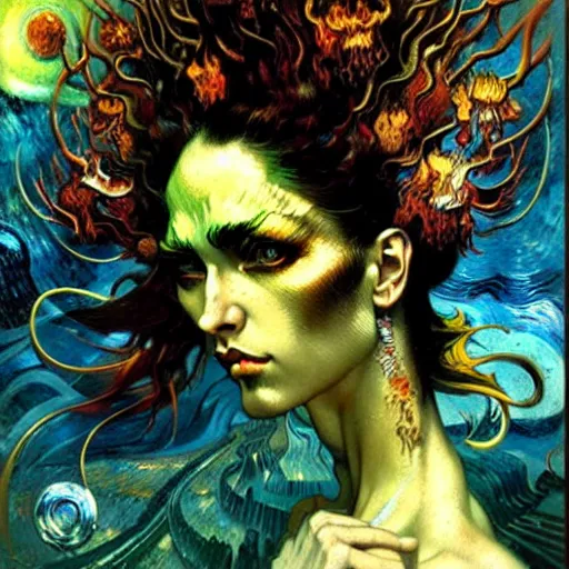 Image similar to Divine Chaos Engine by Karol Bak and Vincent Van Gogh