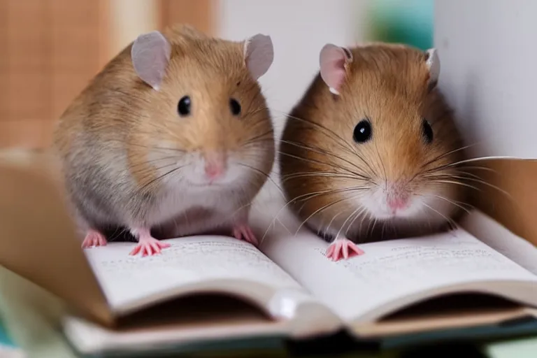 Image similar to a cute hamster reading working in an office