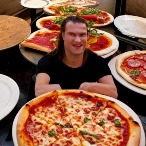 Image similar to what's with all these pizzas asks the waiter