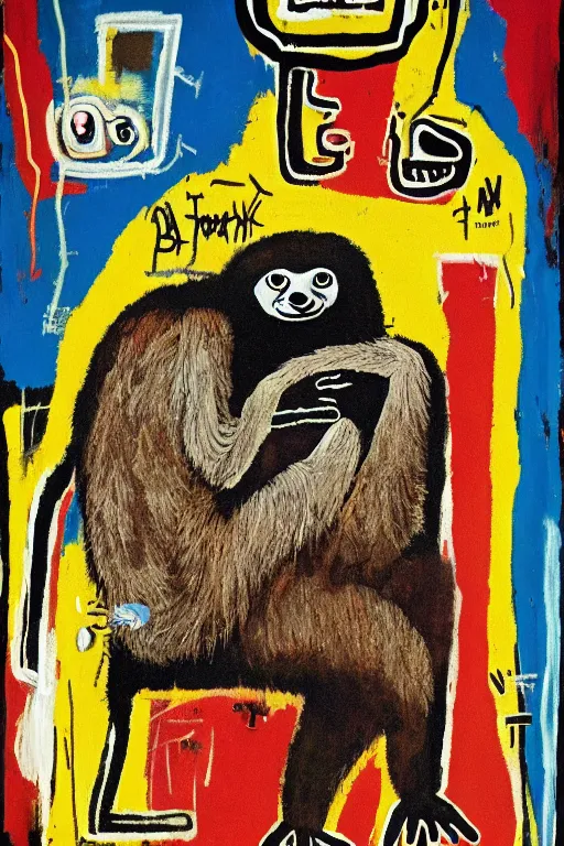 Image similar to a sloth at work by jean michel basquiat