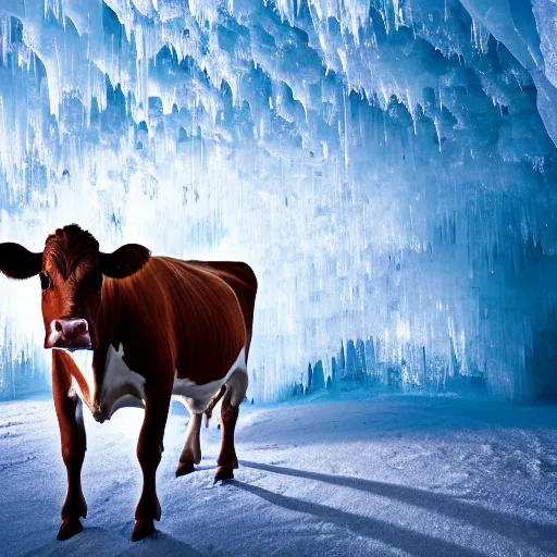 Image similar to a cow in an ice cave, photo