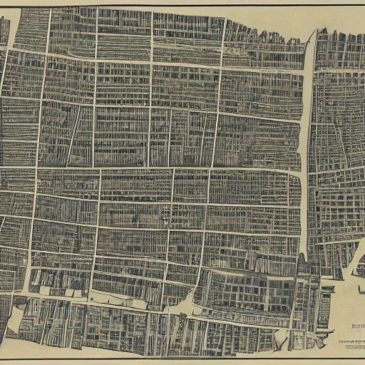 Image similar to map of a city Block of new york, after a war, top down perspecrive