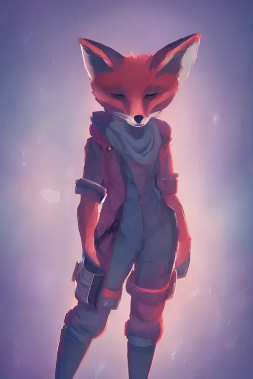 Image similar to a fox fursona, trending on artstation, by kawacy, furry art, digital art, cyberpunk, high quality, backlighting