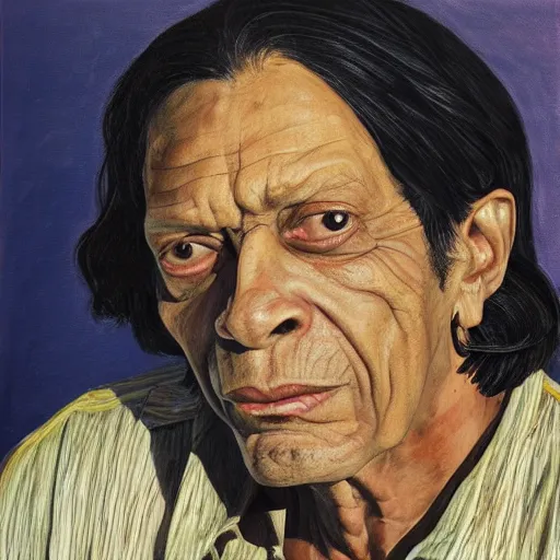 Prompt: portrait of sixto rodriguez, painting by paula rego, high detail, high resolution