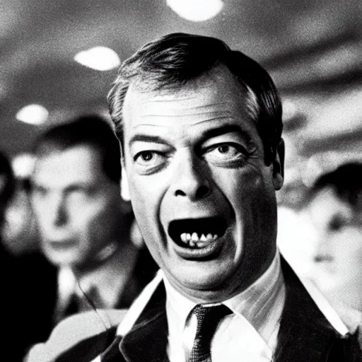 Image similar to nigel farage shouting screaming in blade runner