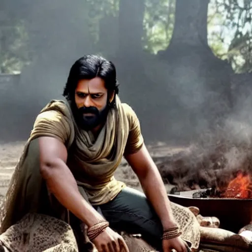 Image similar to film still of prabhas in kgf chapter 2