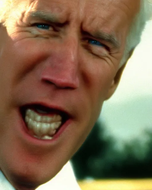 Image similar to film still close - up shot of joe biden running a marathon from the movie independence day. photographic, photography